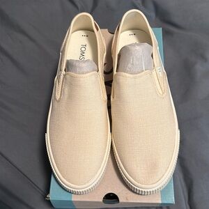 Tom’s Beige Canvas Slip Ons